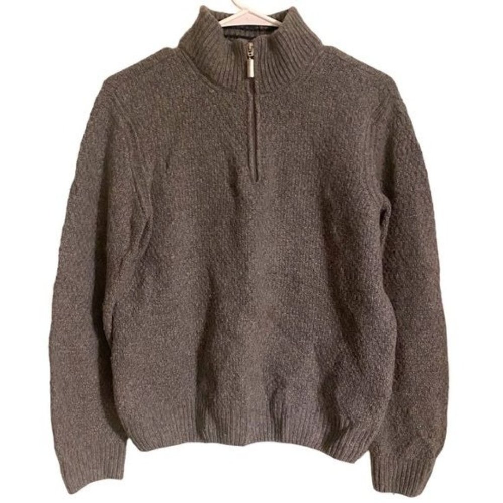 Gianetti Wool Blend Grey Knit Quarter Zip Sweater‎ Pullover Men’s Medium